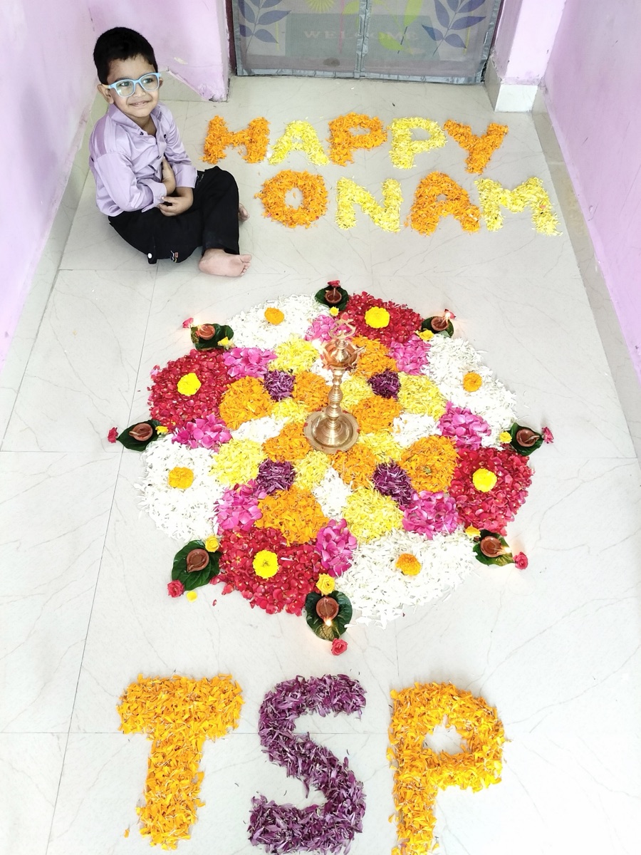 Onam pookalam with the children